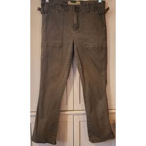 By Anthropologie Olive Army Green Copped Cargo Pants Size 28